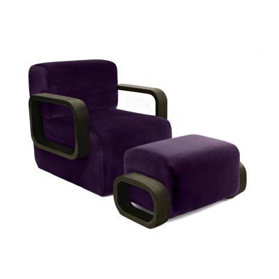 Cayenne Velvet Accent Chair with Ottoman