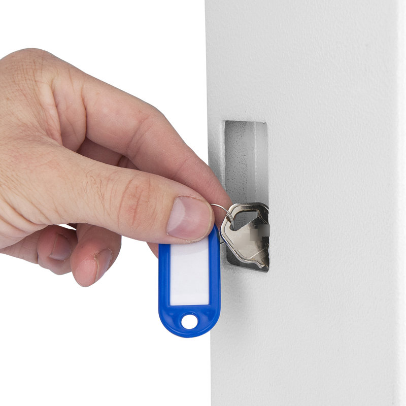 Coffre-fort à clé pour armoire murale - 100 clés, blanc, clavier numérique en acier, touches blanches, fonction d'alerte de batterie