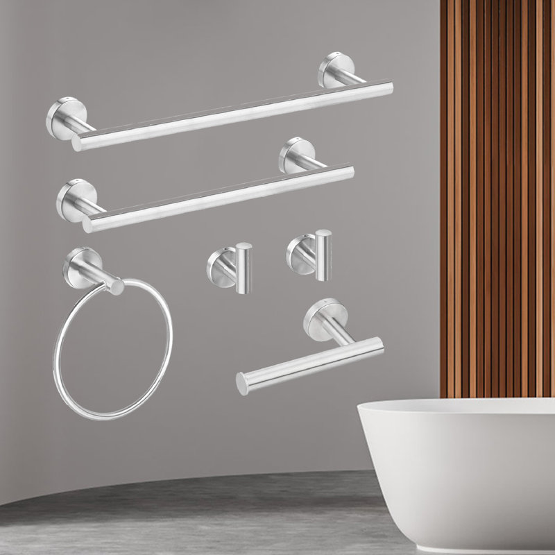 6 - Piece Bathroom Hardware Set, Silver