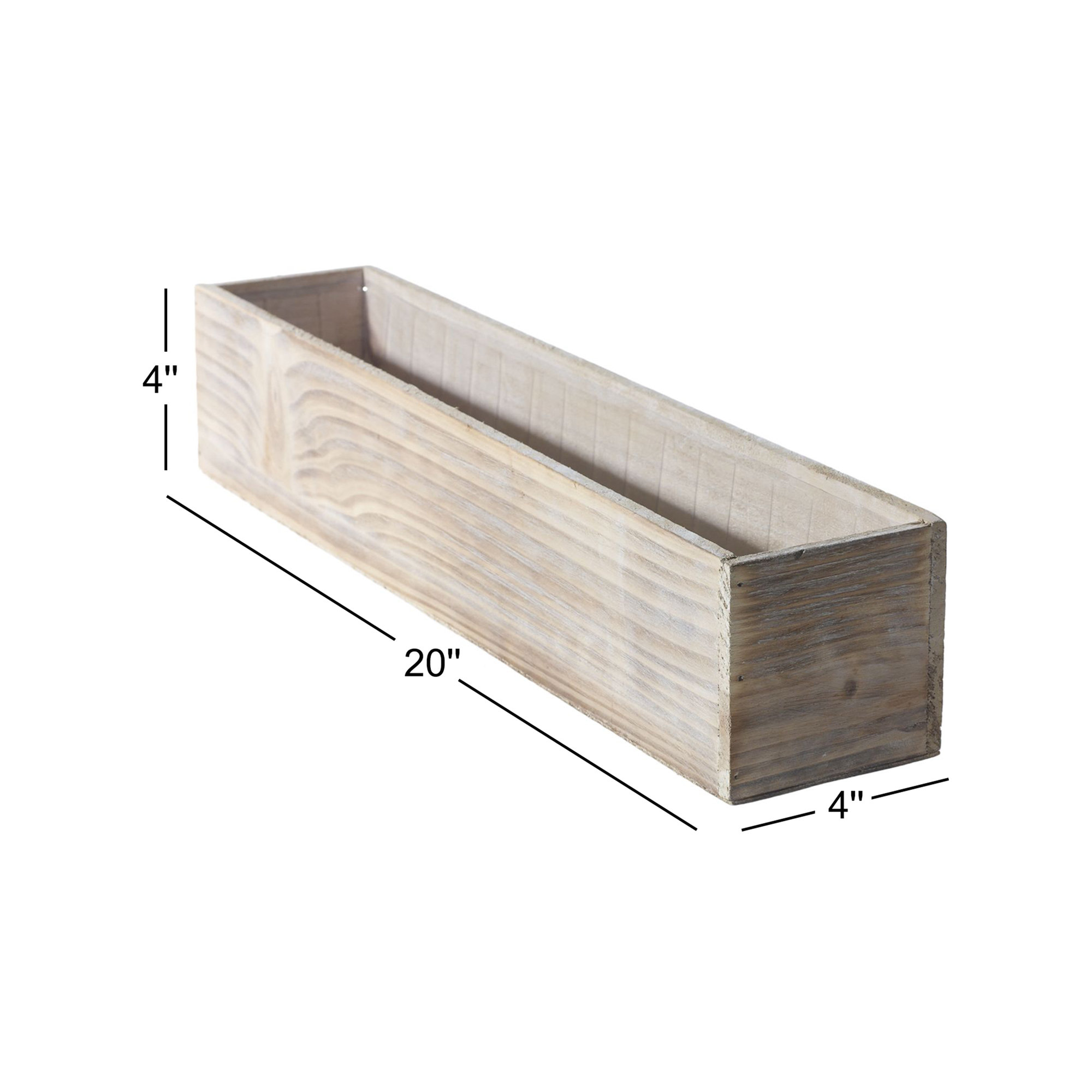 Tariah Handmade Wood Planter Box, 4" H x 20" W x 4" D, White