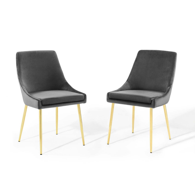 Carson Carrington Lagersberg Upholstered Fabric Dining Chairs (Set of 2), Charcoal, Gold