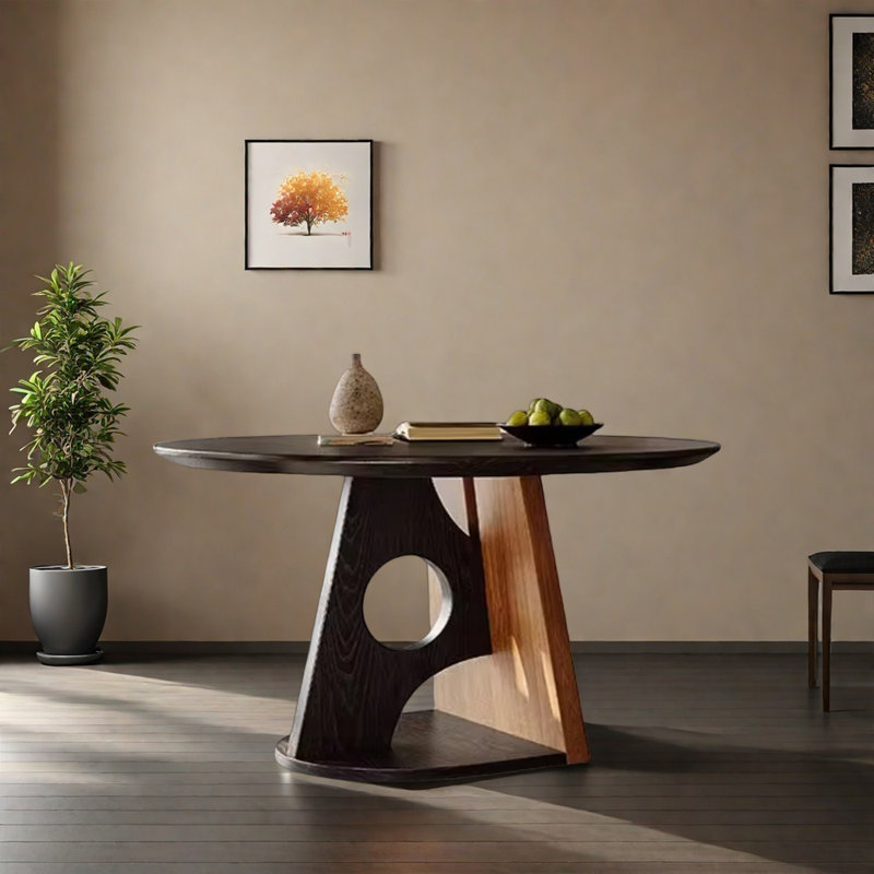Table ronde en chêne rouge exquis et durable, H 29,52 po x L 55,11 po x l 55,11 po