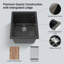 Évier de cuisine simple 15 po x 20 po en composite de quartz noir avec accessoires