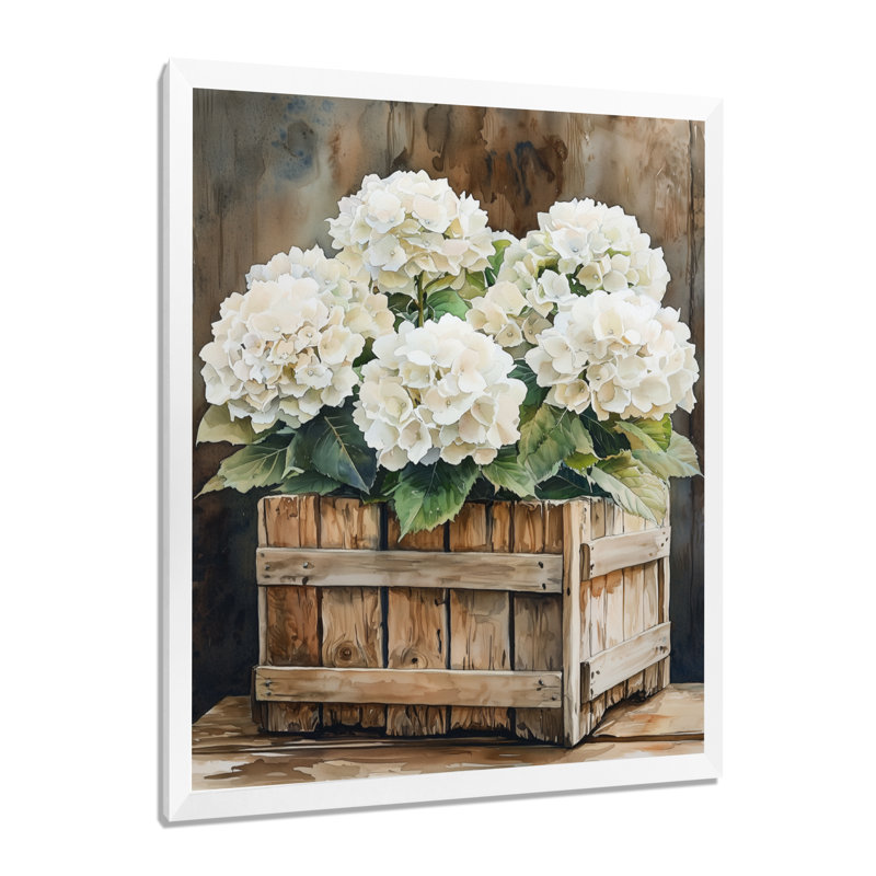 Alan - Art mural sur toile à motif floral, H 32 po x l 16 po, Reproduction encadrée d'une seule photo, Blanc