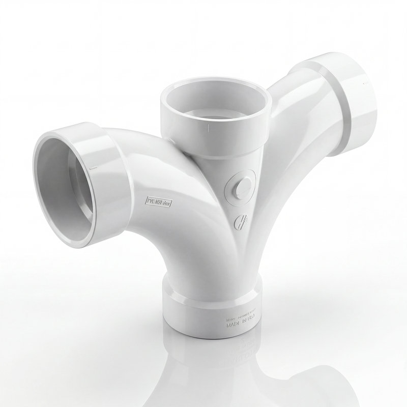 Hub de raccord double 2 po x 2 po x 1 1/2 po x 1 1/2 po en PVC, tuyau de vidange en PVC blanc, raccord d'évacuation et d'évacuation, (paquet de 20)