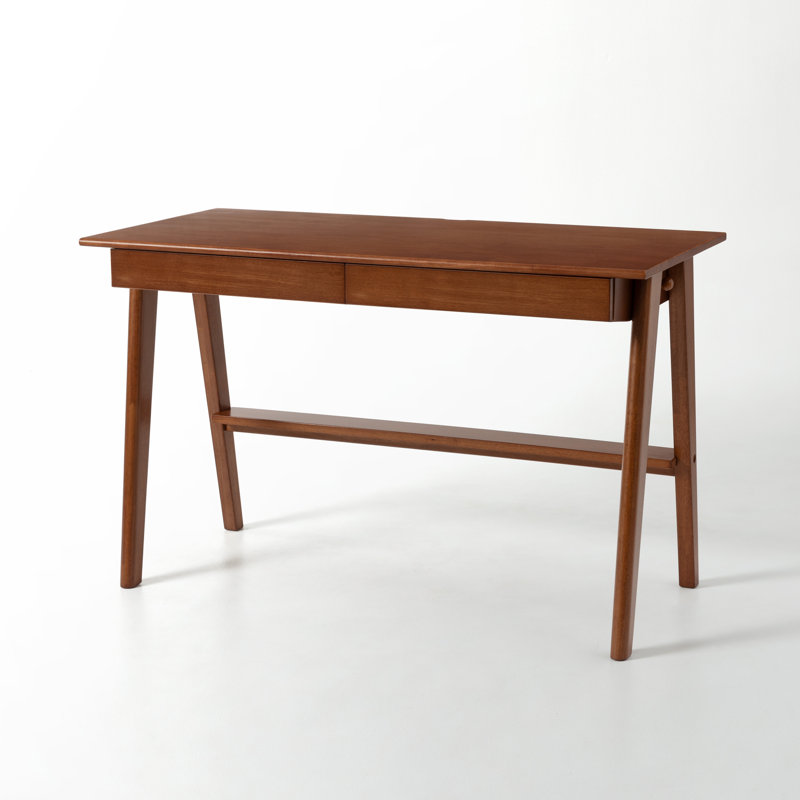 47"W Mid-Century Modern Solid Desk with Drawer, 47.25"W x 22.05"D, Teak