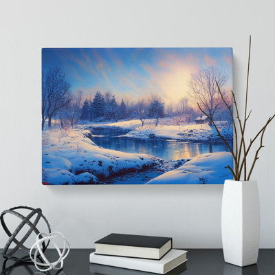 Winter Forest Stream - Wrapped Canvas