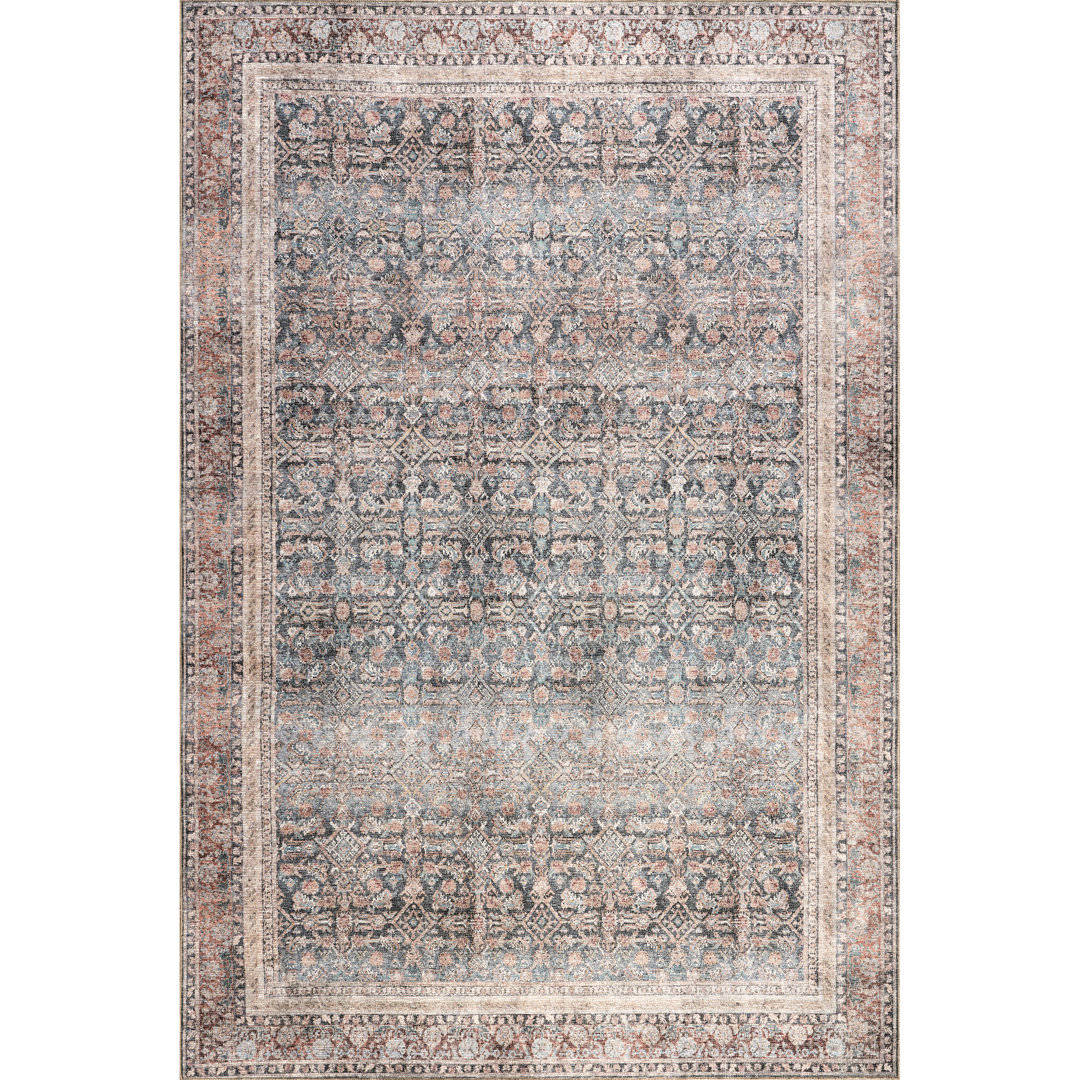 Jeccica Distressed Vintage Medallion Jute Blend Polyester Area Rug Bungalow Rose Rug 