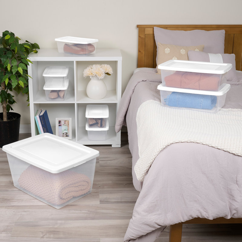 Sterilite 12 Qt Storage Box, Stackable Plastic Container Home Organizer, 15 Pack