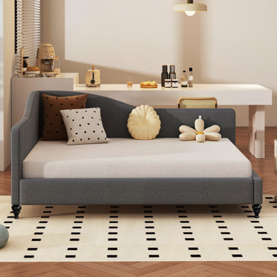 L-Shaped Linen Daybed, With Solid Wood Legs