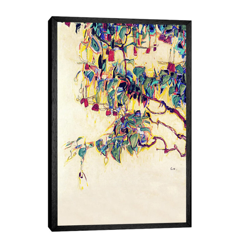 Sun Tree by Egon Schiele - Painting on Canvas, 66.04 cm H x 45.72 cm W x 1.91 cm D, Black Framed