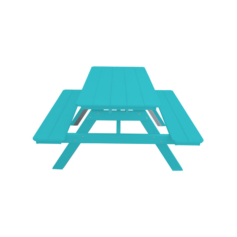 6 - Person Patio Dining Set with Rectangular Table, Aruba Blue, 55" W x 60" L