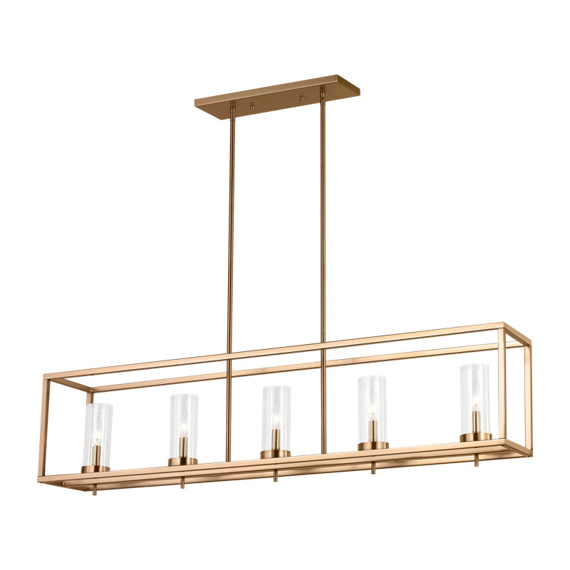 Zire Five Light Island Pendant, No, Satin Brass