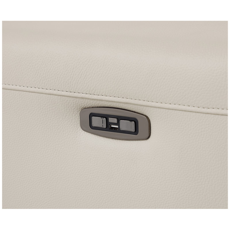 Fauteuil inclinable électrique en cuir italien avec chargeur USB Global United, beige, Beige Leather