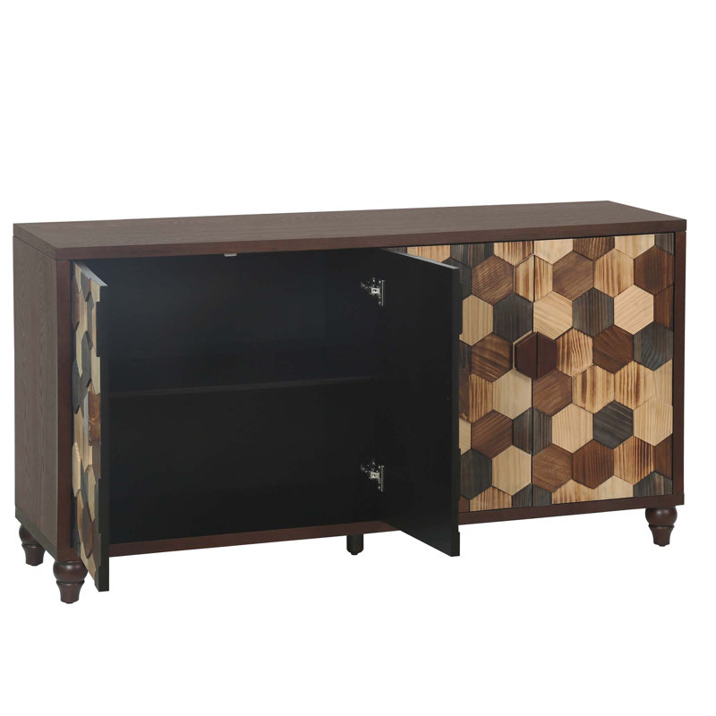 Buffet 59,8 "avec motif en nid d'abeille, armoire d'appoint moderne