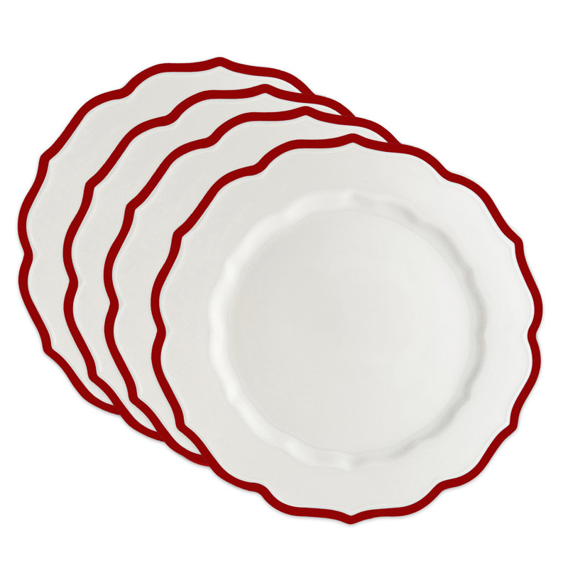 Stella Scalloped Crimson Porcelain Dinner Plate