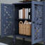 Buffet 31,5 "vintage sculpté avec tablettes réglables et pieds en bois massif, bleu-1704373998