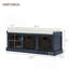 Banc de rangement rustique avec paniers en rotin amovibles et coussin confortable pour un vestibule polyvalent dans le salon-671011679