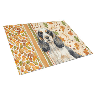 Parti Cocker Spaniel Heirloom Fall Glass Cutting Board