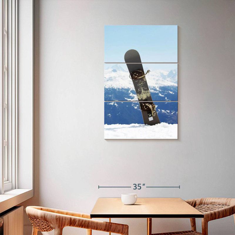 Alvord Snowboard In The Snow, 57" H x 36" W