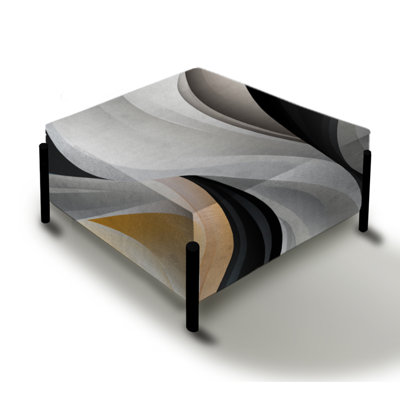 Monochrome Reflections III - Geometric Large Square Ottoman