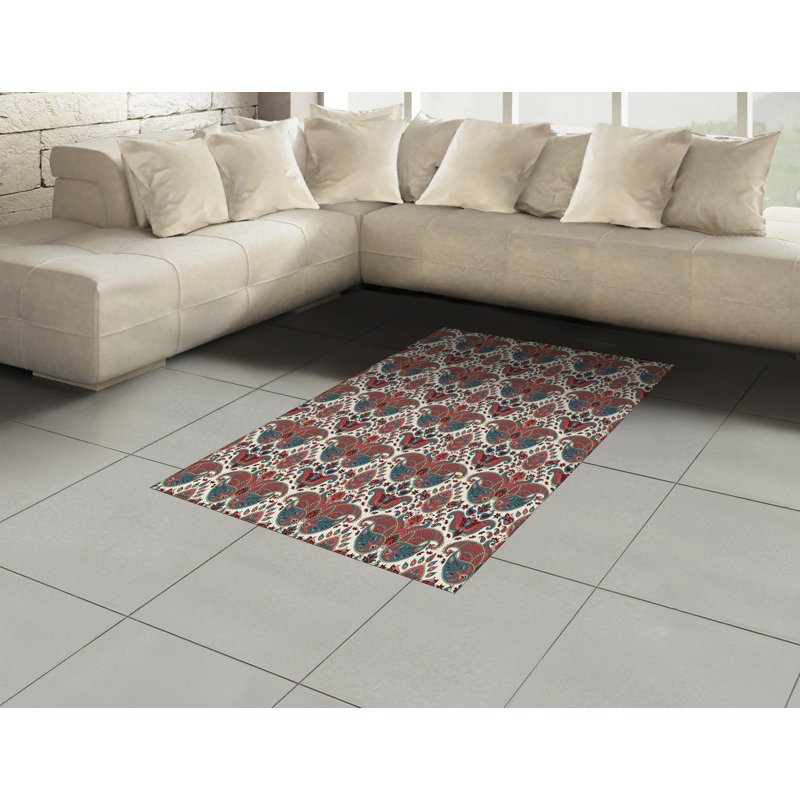 Paisley High Density Long Fiber Poly Threads Decorative Area Rug Carpet, Rectangle 4' x 5'8"