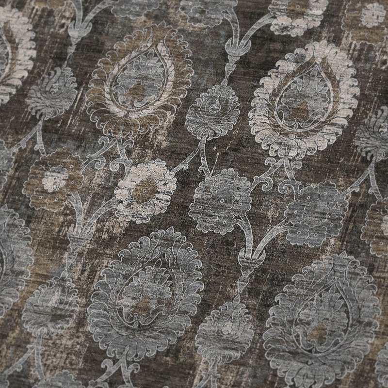 Jeté en damas lavable à la machine Addison Sherpa ASB821, Chocolate Damask