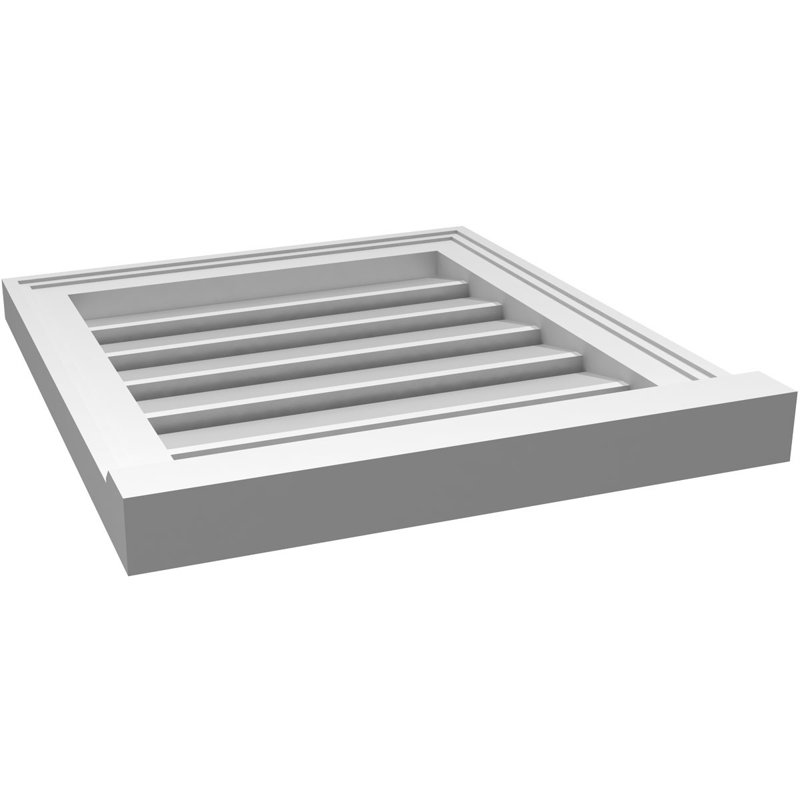 Évent à pignon fonctionnel en uréthane rectangulaire à fixation en surface, brun clair apprêté, H 20 po x l 18 po x P 2 po