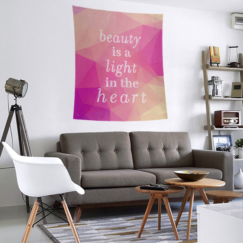 Tapisserie guillemet de beauté en faux pierre de polyester, H 60 po x l 51 po, Diamant rose