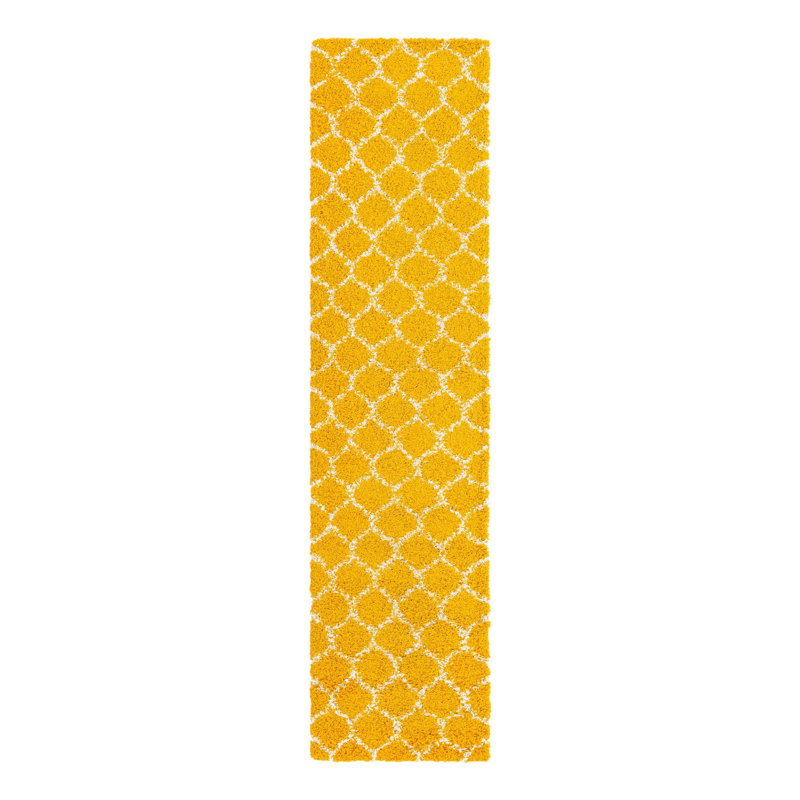 Tapis à poils longs Ruby Trellis - jaune, Tapis de couloir 2 pi 7 po x 12 pi