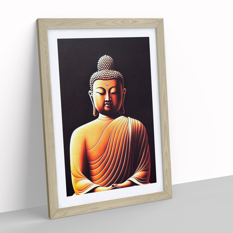 Vibrant Buddha - Wall Art, 48cm H x 36cm W, Oak Framed Paper