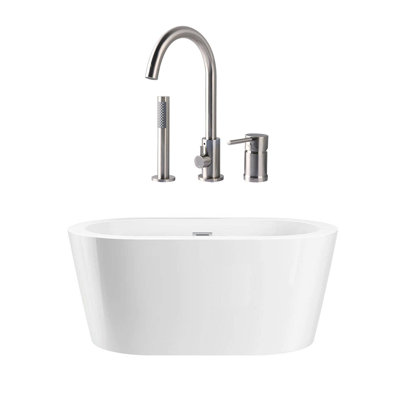55'' x 31.50'' Freestanding Soaking Acrylic Bathtub with Faucet