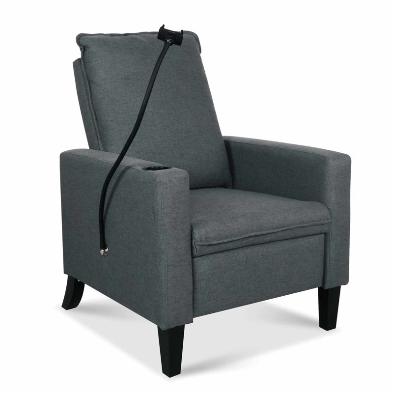 Yiran Upholstered Recliner, Gray Polyester