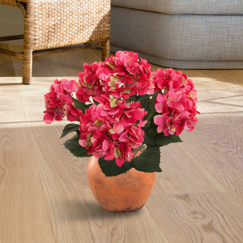 Ultra Realistic Faux Silk Hydrangea Arrangement - Artificial Flowers for Home Decor, Fuschia