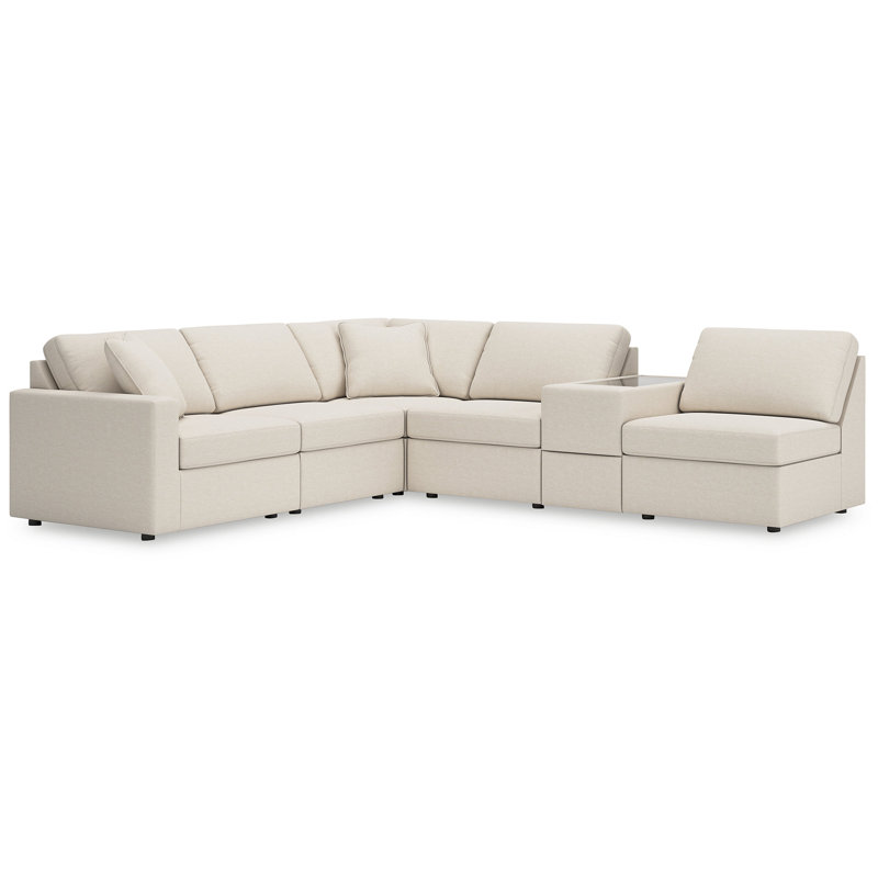 Chobanyan 6-Piece Sectional With Storage Console, Beige Polyester
