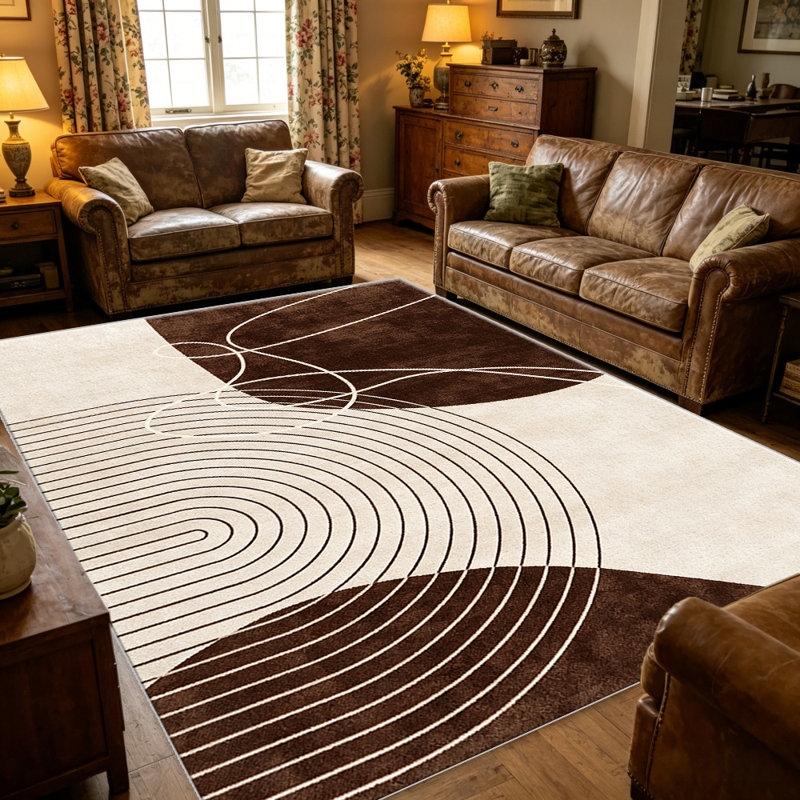 Coffee Curve Minimal carpet-easy to clean, machine-washable, soft and comfortable; suitable for door mats, kitchens, living rooms, bedrooms, corridors, and laundry areas. Easy to clean, durable carpet for home decoration.
