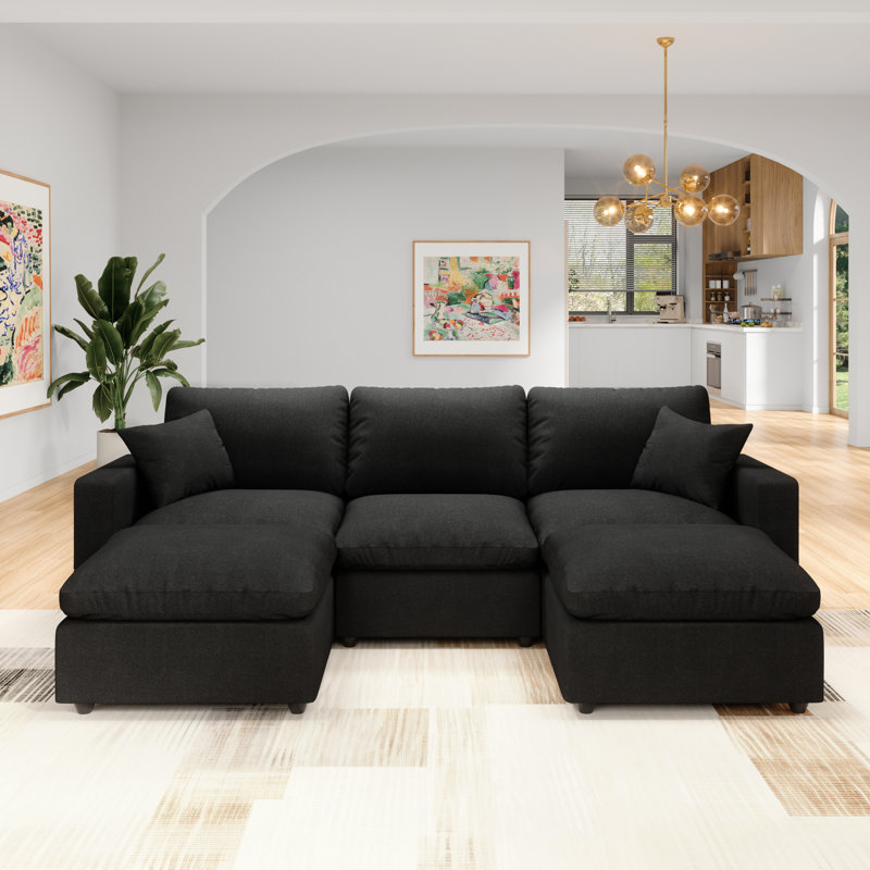 5-Seater Sectional Sofa Comfy Cloud Couch for Living Room, Modern Upholstered Modular Sectional Sofa Convertible Deep Seat Sofa, Removable & Washable Cushion Covers