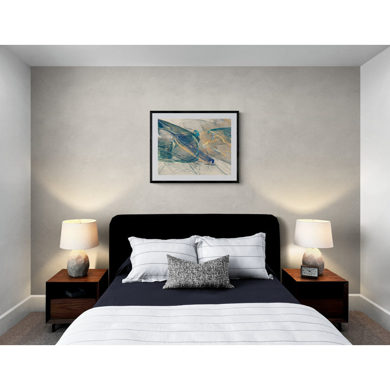 Bluish _ 28900 by Rica Belna, Black Framed Canvas, 37" H x 49" W