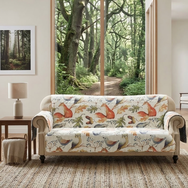 Housse pour canapé réversible matelassée Elmina Willow, Polyester naturel