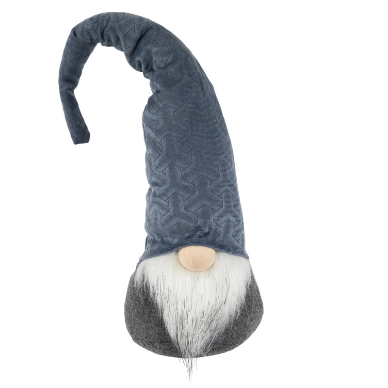 Gnome de Noël debout avec un chapeau à motif - 18 po - Bleu