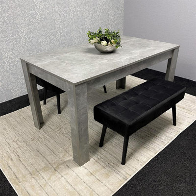 Fairmont Dining Table with 2 Velvet Benches Set