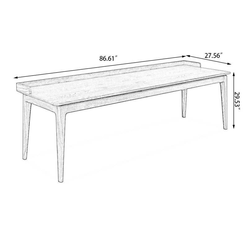 Light-walnut Rectangular Solid Wood desk, 31.5" H x 86.61" W x 27.56" D
