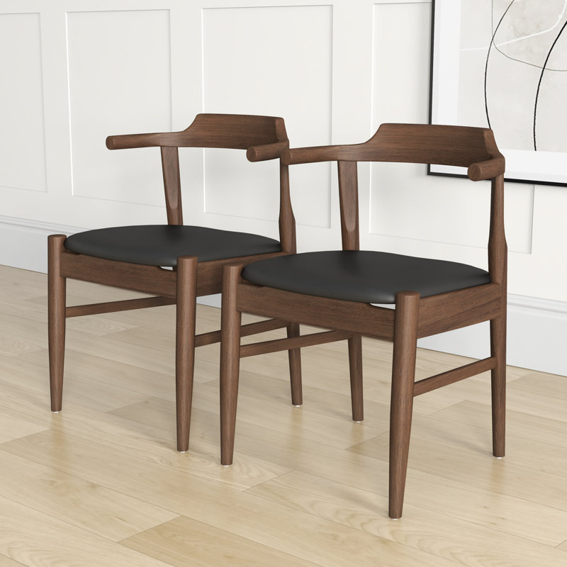 Chaise d'appoint en bois massif Wellington, Noir