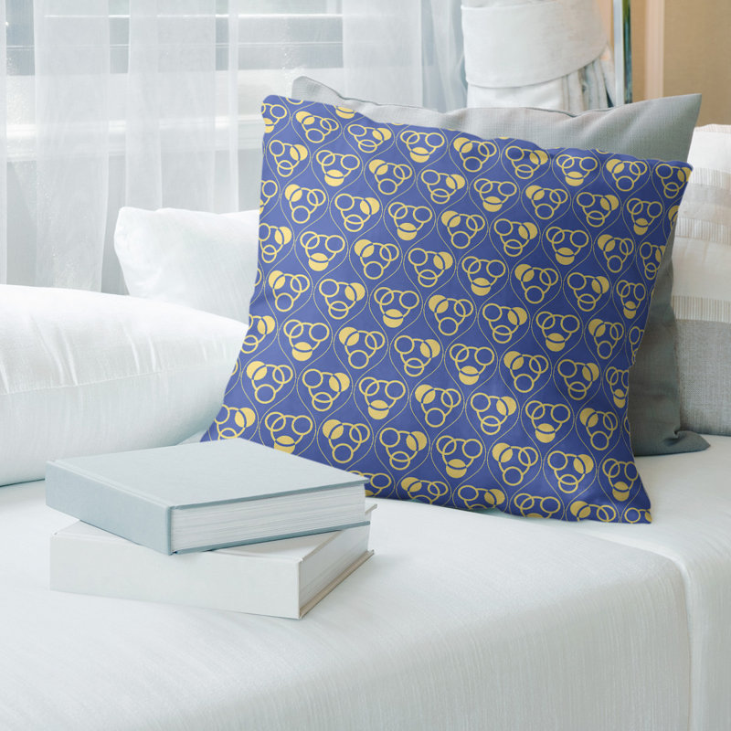 Patricia Geoffrey Geometric Reversible Throw Pillow, 18" H x 18" W, Full Blue/Yellow, Poly Fill