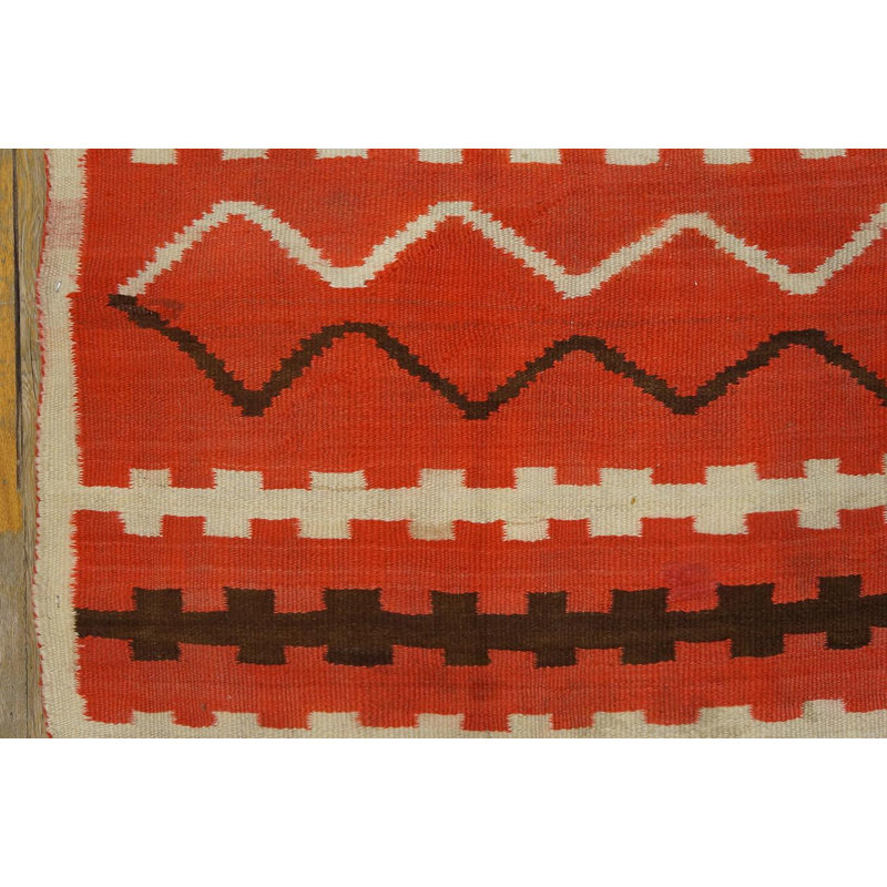 Tapis de style transitionnel antique rouge intense des années 1890 de 4 pi 4 po x 7 pi 2 po Navajo