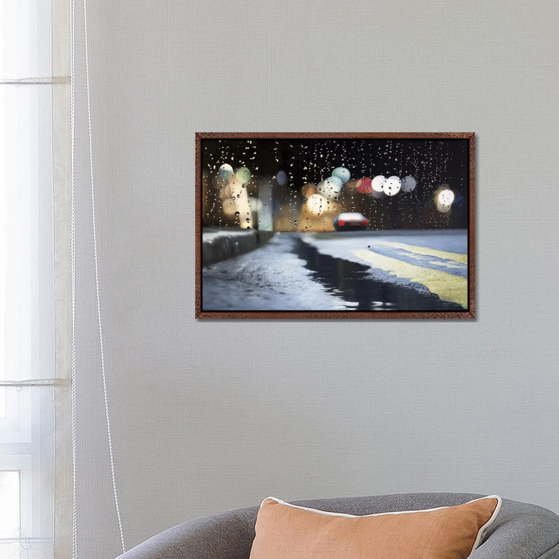 Brief Encounter by Shay Kun - Print on Canvas, 66.04 cm H x 45.72 cm W, Classic Brown Wood Framed