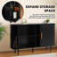 Buffet 47 "avec portes coulissantes cannelées, armoire de rangement Tambour avec tablettes réglables-884969665