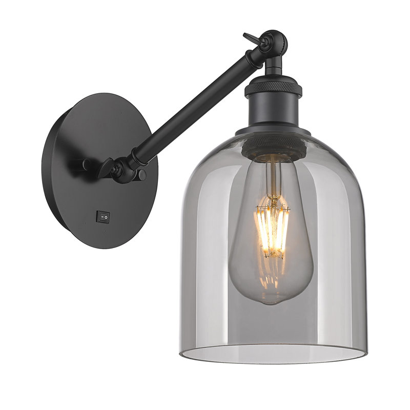 Odaniel Steel Armed Sconce, Light Smoke, Matte Black