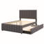 Lit plateforme tapissier avec lit gigogne et 3 tiroirs, tissu en lin