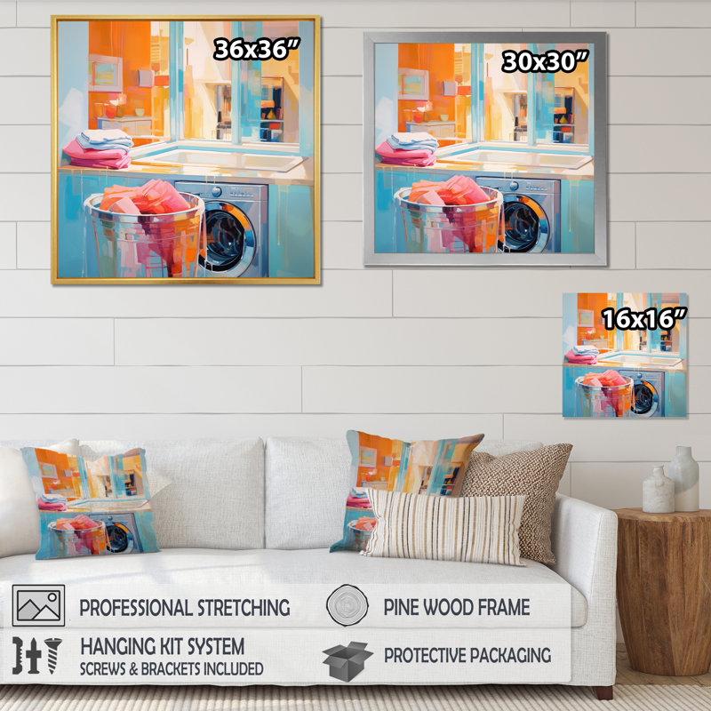 " Laundry Abstract Reflections I ", Black Floater Framed, 36" H x 36" W x 1.5" D